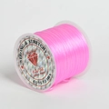 Pink elastic crystal bead cord roll on white spool for jewelry making DIY - Pink