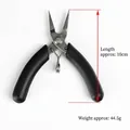 Mini precision needle-nose pliers with black rubber handle for DIY jewelry making 10cm - Flat Nose Pliers - 5 Pcs