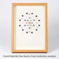 Kristall-Energiegitter mit Rosenquarz und Amethyst im natürlichen Holzrahmen - Liebe & Harmonie Gitter