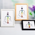 Set of two meditation chakra frames with natural crystals in white and wood finish - Chakra Yoga Non-glowing-Rough Stone / Natural Wood Color