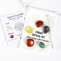 Aries Zodiac Crystal Set with natural stones, drawstring bag, and selenite stick - Aries / Zodiac Box