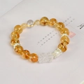 Pulsera de cuentas de cristal amarillo 11mm con perla blanca y amuleto de pixiu - Bucle Único Citrina Amarilla (5794917520683)