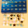 Natural zodiac crystal gift set with 24 polished healing stones in a blue star box - Carved Stone Blind Box