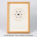 Minimalistischer Holzrahmen mit Citrin, Amethyst und Bergkristall Geometrie-Kunst - Lernen & Gedächtnis Gitter