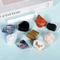 Natural 12 zodiac crystal set with raw healing stones and selenite stick on blue backdrop - Raw Stones And Selenite Collection