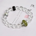 10mm Bergkristall Armband mit Hetian Jade Ring und silberner Vintage-Perle im China-Stil - Einzelschleife