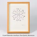 Handgefertigter Holzrahmen mit Amethyst, Bergkristall und Mondstein für die Dekoration - Spirituelles Erwachen Gitter