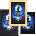 Cadre de pierres de chakra et silhouette de yoga en bois naturel, noir et blanc - Femme Yoga Style 3 / Couleur bois naturel