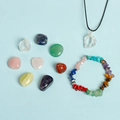 Natural 12 zodiac crystal healing set with raw stones, heart gem, pendant, and bracelet - Crystal Jewelry Collection Box