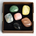 Polished natural crystal stone set in gift box featuring assorted zodiac gemstones - Tumbled Stones Collection Box Four