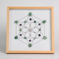 Square wooden crystal art frame with amethyst, aventurine, and rose quartz stones - Love & Harmony - Hexagon