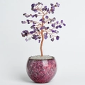 Árbol de amatista natural con alambre de cobre sobre base redonda de cerámica jaspeada - Amatista (Con Base de Cerámica)