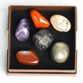 Zodiac crystal set with 6 polished natural gemstones in a black velvet gift box - Tumbled Stones Collection Box Seven