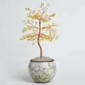 Árbol de la fortuna en citrino amarillo con hilo de cobre y maceta cerámica vintage - Citrino (Con Base de Cerámica)