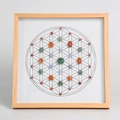 Quadratischer Holzrahmen mit Amethyst und Heilkristall-Energiesteinen Blume des Lebens - Gesundheit & Heilung