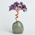 Mini árbol de cristal amatista con tronco de alambre de cobre y base de piedra - Estilo Con Base de Cerámica / Amatista