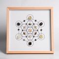 Quadratischer Holzrahmen mit natürlichen Amethyst und Kristall-Geometrie - Karriereerfolg - Sechseck 2