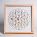 Naturkristall Blume des Lebens Holzrahmen mit Amethyst und Quarzsteinen - Kreativität Stimulation Gitter