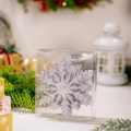 Fiocco di neve argentato glitterato in confezione regalo trasparente per Natale - Stile Fiocco di Neve / Argento