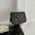 Classic black quilted crossbody bag with gold-tone chain strap and minimalist design - Black