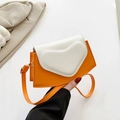Chic orange and white color-block crossbody bag with heart-shaped embossed flap design - Orange