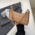 Beige underarm bag with star quilted faux leather and slim shoulder strap - Khaki