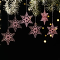 Elegante decorazione fiocco di neve in acrilico rosa appesa all'albero di Natale festivo - Stile A-Rosa