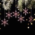 Set di fiocchi di neve natalizi in acrilico rosa con trama 3D e cordini appesi - Stile B - Rosa