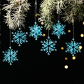 Set of 6 blue acrylic crystal snowflake ornaments with faceted texture for Christmas tree - Snowflake Pendant Style C / Set of 6 / Blue