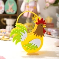 Yellow felt Easter chicken basket with red comb and green polka dot wings for candy - Easter 3D Rooster Handbag Yellow / Yellow