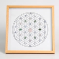 Quadratischer Holzrahmen mit Blume des Lebens und natürlichen Heilsteinen Dekoration - Freundschaftspflege