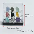 Coffret de 9 pierres brutes en cristal naturel avec support d'exposition en acrylique clair - Grand (6.8x6.8cm)