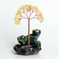Citrine crystal tree with backflow incense ceramic lotus base for office desk decor - Crystal Tree Incense Burner / Citrine