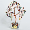 Árbol de cristales multicolores con alambre dorado y base de cuenco de vidrio claro - Cristal arcoíris
