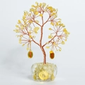 Árbol de la fortuna de citrino con colgantes dorados y base de vidrio de cristal - Citrino