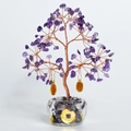 Árbol de amatista en base de cristal con amuletos de buena suerte y fortuna - Amatista