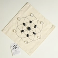 7 Chakra crystal grid kit with black tourmaline and clear quartz on printed linen mat - Crystal Grid - Protection and Cleansing