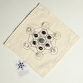 Metatron's Cube canvas pouch with natural tumbled healing crystals and chakra guide card - Crystal Grid - Spiritual Guidance