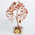 Árbol de fortuna con piedras de ágata roja y base de vidrio para decoración - Ágata roja