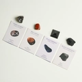 Chakra-Heilkristall-Set mit Rauchquarz, rotem Jaspis, Obsidian und Energiekarten - Stabilität-Schutz Thema