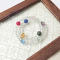 Natural white crystal bead bracelet with colorful multi-gemstone accents and multi-layer design - Multi-gem White Crystal Double Strand Style(BAC1251) / Standard Round Beads