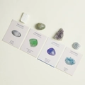 Chakra healing crystal set with Selenite, Prehnite, Amethyst, Celestite and info cards - Inner Peace-Calmness Theme