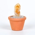 Pierre de cristal jaune naturel en pot de terre cuite rouge pour bureau déco - Amas de Citrine