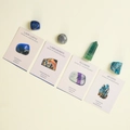 Lapis lazuli and fluorite natural crystal set with English property cards - Intuition-Wisdom Theme