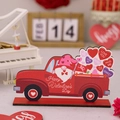 Décoration romantique de gnome en camion rouge avec Happy Valentine's Day et Kiss Me - Style Camion Rouge Gnome (Ornement Bois Saint-Valentin A)