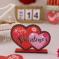 Décoration de table double cœur en bois rouge et rose pour la Saint-Valentin - Style Double Cœur Rose (Ornement Bois Saint-Valentin B)
