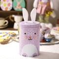 Purple Easter bunny tin box with plush ears for candy storage and holiday decoration - Purple
