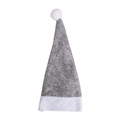 Mini grey Christmas hat decoration for wine bottles or cutlery with white pom pom - Gray