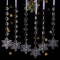 Set of six clear acrylic snowflake ornaments with faceted beads for Christmas tree decor - 6pcs Set / Transparent Style A