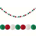 Nordic style Christmas garland with red, green, and white wool felt balls decoration - Red Green White (Christmas)